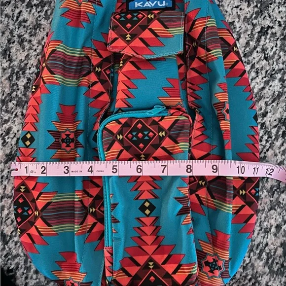 Kavu Vibrant Teal and Green Aztec Print Backpack - Picture 12 of 12